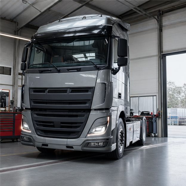 Geprüfter Lkw nach abgeschlossener Sicherheitsprüfung